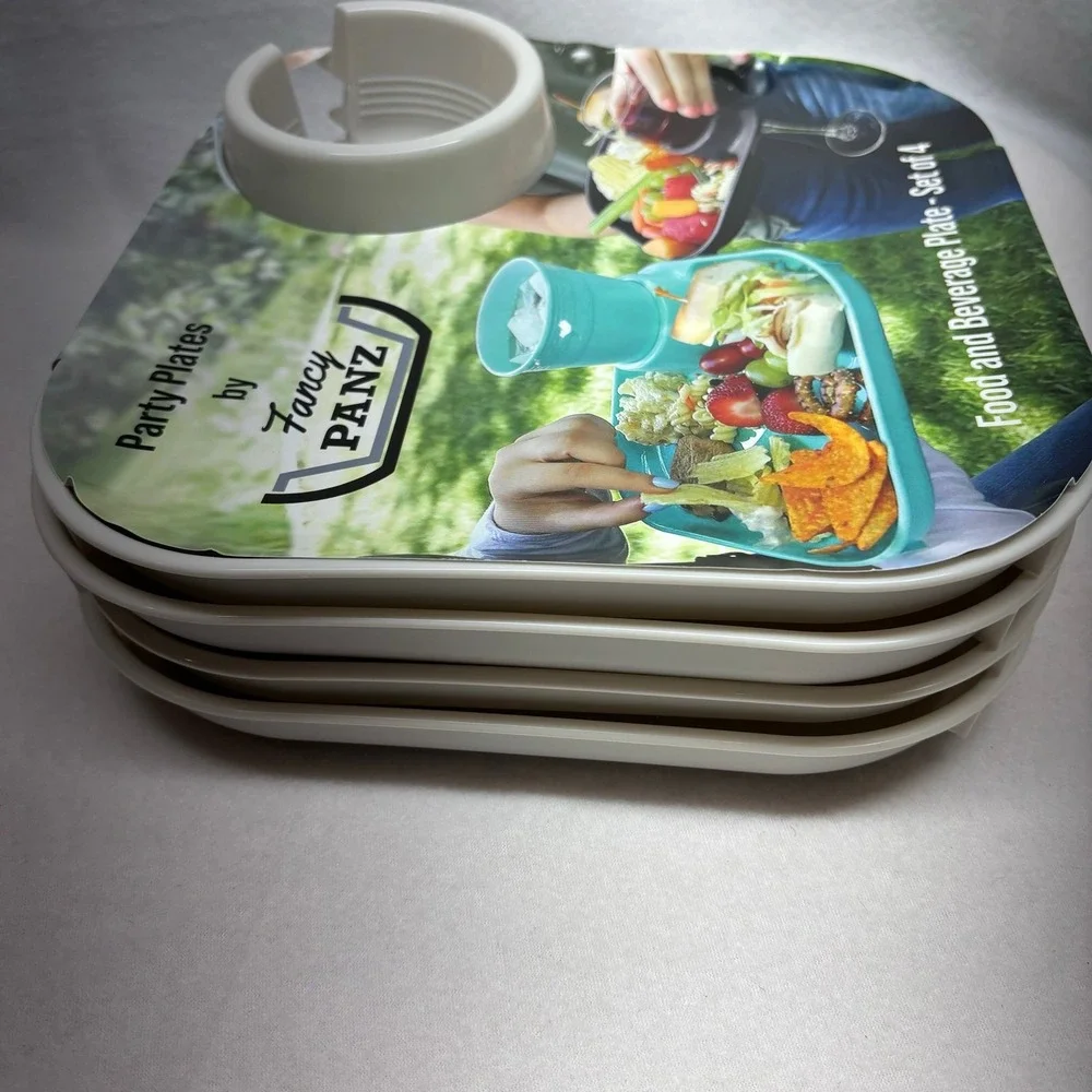 Fancy Panz Party Plates - Cream - Brand New PACK‎ OF 4